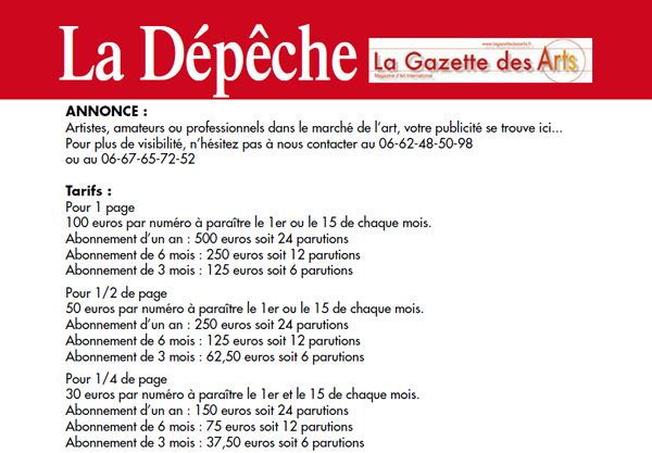 La Dépêche de la Gazette Des Arts N°22 du 8 août 2015