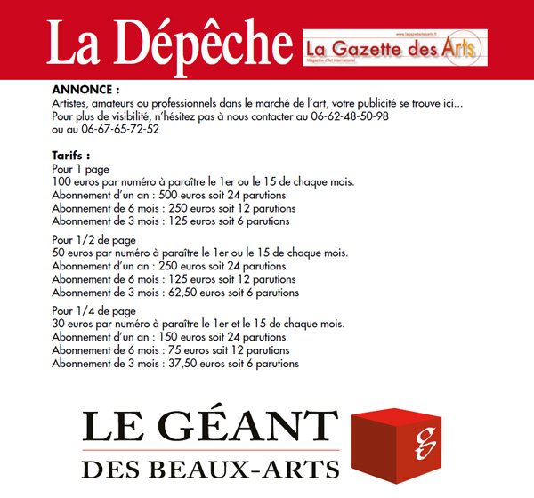 La Dépêche de la Gazette Des Arts N°34-35 du 10 août 2016